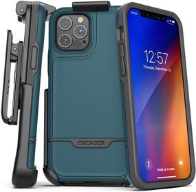img 4 attached to 📱 Blue Shockproof Full Body Cover with Belt Clip Holster - Encased Rebel Armor iPhone 12 Pro Max Case and Holder