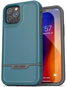 img 3 attached to 📱 Blue Shockproof Full Body Cover with Belt Clip Holster - Encased Rebel Armor iPhone 12 Pro Max Case and Holder