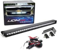 ijdmtoy 30-inch led light bar behind grille mount for chevy silverado 2014-2016 1500, 2014-2019 2500 3500 hd (1) 150wcree led lightbar, mesh grill mounting brackets, and on/off switch wiring logo