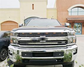 img 1 attached to iJDMTOY 30-дюймовая светодиодная панель для монтажа за решеткой для Chevy Silverado 2014-2016 1500, 2014-2019 2500 3500 HD (1) 150WCREE светодиодная панель, кронштейны для установки на решетку и проводка с выключателем.