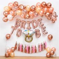 🎉 bachelorette party decorations & bridal shower supplies kit: balloon arch, bride to be banner, diamond ring balloons, rose confetti gold, sash, tassel garland - balloon decoration tools included логотип