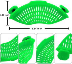 img 1 attached to Green Clip-On Silicone Strain Strainer for Spaghetti, Pasta, Ground Beef Grease - Heat Resistant Kitchen Food Strainers - Conveniently Fits All Pots, Bowls, Colanders, and Sieves