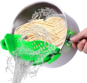 img 4 attached to Green Clip-On Silicone Strain Strainer for Spaghetti, Pasta, Ground Beef Grease - Heat Resistant Kitchen Food Strainers - Conveniently Fits All Pots, Bowls, Colanders, and Sieves