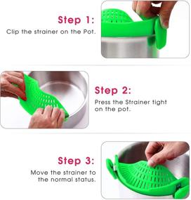 img 3 attached to Green Clip-On Silicone Strain Strainer for Spaghetti, Pasta, Ground Beef Grease - Heat Resistant Kitchen Food Strainers - Conveniently Fits All Pots, Bowls, Colanders, and Sieves