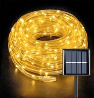 yeguo solar rope lights outdoor waterproof led - 66ft 200 led rope lights for pool balcony tree garden, warm white fairy string lights for yard fence deck party path - pvc tube logo