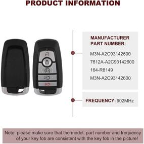 img 2 attached to ANGLEWIDE Car Key Fob Keyless Entry Remote Replacement for Ford Fusion Edge Explorer Mustang (FCC M3N-A2C93142600) 5 Buttons Black 1pad