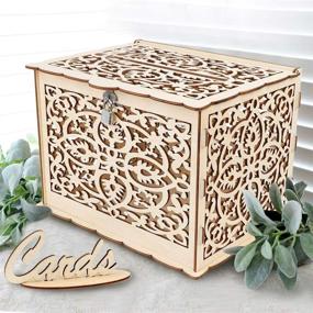 img 1 attached to 🎁 Aytai Rustic Wedding Card Box with Lock and Card Sign - Wooden Gift Card Box Money Holder for Reception, Wedding Anniversary, Baby Shower, Birthday, Graduation - Party Decoration