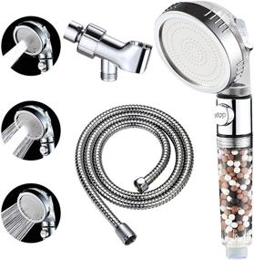 img 4 attached to KAIYING Filtered Shower Head with Pausing Switch, High Pressure Handheld Detachable Showerhead with Removable Water Filter, 5Ft Hose, and Adjustable Angle Bracket (Transparent)