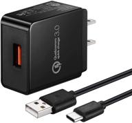 optimized quick charge 3.0 fast charger for lg stylo 4 5 6, thinq g5 g6 g7 g8 g8x k51, v20 v30 v30s v35 v40 v50 v60 thinq, velvet, 18w travel rapid adapter with 5ft usb type c charging cable logo