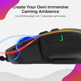 img 2 attached to 🖱️ Enhance Your Gaming Experience with Gihokod RGB Gaming Mouse: Wired, Ergonomic Design, Chroma RGB Backlit, 8000DPI Adjustable, 8 Programmable Buttons, Comfortable Grip - Perfect for Windows PC Gamers (Black)