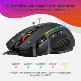 img 3 attached to 🖱️ Enhance Your Gaming Experience with Gihokod RGB Gaming Mouse: Wired, Ergonomic Design, Chroma RGB Backlit, 8000DPI Adjustable, 8 Programmable Buttons, Comfortable Grip - Perfect for Windows PC Gamers (Black)