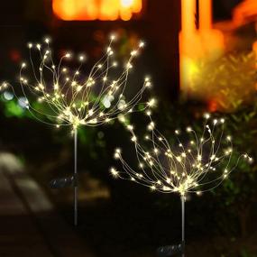 img 4 attached to Solar Garden String Lights Outdoor: Waterproof Firework Stake Lights - 105 Led 35 Copper Wire Solar Powered - Ideal for Garden, Patio, Wedding, Christmas Party - Warm White