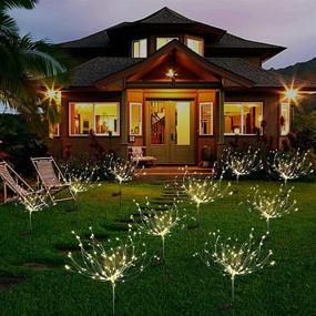 img 1 attached to Solar Garden String Lights Outdoor: Waterproof Firework Stake Lights - 105 Led 35 Copper Wire Solar Powered - Ideal for Garden, Patio, Wedding, Christmas Party - Warm White