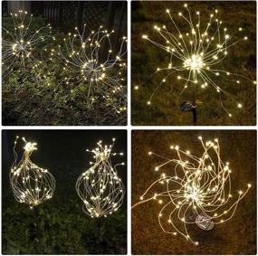 img 3 attached to Solar Garden String Lights Outdoor: Waterproof Firework Stake Lights - 105 Led 35 Copper Wire Solar Powered - Ideal for Garden, Patio, Wedding, Christmas Party - Warm White