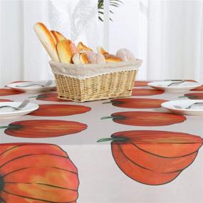 img 3 attached to LUSHVIDA Pumpkin Thanksgiving Rectangle Tablecloth: Stylish & Practical 60 x 102 Inch Microfiber Decorative Cover for Holiday Banquets & Dining Rooms