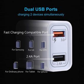 img 3 attached to 🔌 Excgood USB C кабель 10 футов с быстрой зарядкой USB и двойным портом стеновой зарядки - совместим с Galaxy S8/9+/10e, Note 8/9, LG G5/6/7 V20/30, HTC - 2 штуки, белый