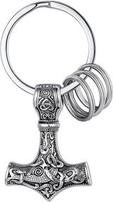 img 4 attached to Keyrings Hammer Stainless Jewelry Mjolnir