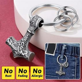img 1 attached to Keyrings Hammer Stainless Jewelry Mjolnir