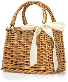 img 4 attached to QTMY Bow Rattan Woven Bag: Stylish Top Handle Handbag with Bohemian Twist, Ideal for Beach and Beyond (Beige)