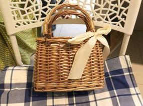 img 2 attached to QTMY Bow Rattan Woven Bag: Stylish Top Handle Handbag with Bohemian Twist, Ideal for Beach and Beyond (Beige)