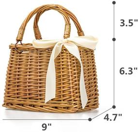 img 3 attached to QTMY Bow Rattan Woven Bag: Stylish Top Handle Handbag with Bohemian Twist, Ideal for Beach and Beyond (Beige)