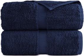 img 1 attached to Large Turkish Bath Sheet Towels, Navy (Set of 2), 100% Cotton, Eco-Friendly, Soft and Highly Absorbent, 35’’ x 70’’