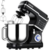 🍰 7.5qt kitchen electric food mixer: powerful stand mixer for baking & cake with 10-speed settings, stainless steel bowl, whisk, dough hook, beater, splash guard (660w) black mc1 логотип