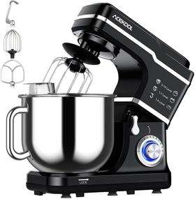 img 4 attached to 🍰 7.5QT Kitchen Electric Food Mixer: Powerful Stand Mixer for Baking & Cake with 10-Speed Settings, Stainless Steel Bowl, Whisk, Dough Hook, Beater, Splash Guard (660W) BLACK MC1