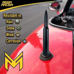 img 3 attached to 🚗 Mega Racer 50 Cal Bullet Antenna for Cars - 5.5 Inch Universal AM/FM Radio, 6061 Solid Aluminum Bullet Car Antenna Anti-Theft Design Car Wash Safe, Black - Stylish and Secure Auto Accessory