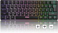 🔥 беспроводная игровая клавиатура redthunder 60% - компактная 61 клавиша клавиатура для пк mac windows ноутбук bluetooth 5.1 + 2.4g, led подсветка, механическое ощущение (черный) логотип