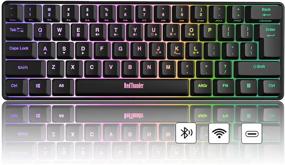 img 4 attached to 🔥 Беспроводная игровая клавиатура RedThunder 60% - Компактная 61 Клавиша Клавиатура для ПК Mac Windows Ноутбук Bluetooth 5.1 + 2.4G, LED Подсветка, Механическое Ощущение (Черный)