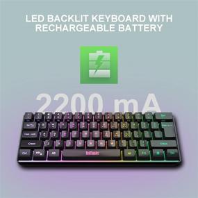 img 2 attached to 🔥 Беспроводная игровая клавиатура RedThunder 60% - Компактная 61 Клавиша Клавиатура для ПК Mac Windows Ноутбук Bluetooth 5.1 + 2.4G, LED Подсветка, Механическое Ощущение (Черный)