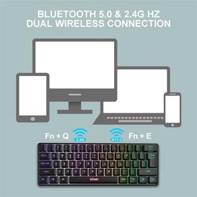 img 3 attached to 🔥 Беспроводная игровая клавиатура RedThunder 60% - Компактная 61 Клавиша Клавиатура для ПК Mac Windows Ноутбук Bluetooth 5.1 + 2.4G, LED Подсветка, Механическое Ощущение (Черный)