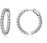 sparkling swarovski cz hinged huggie hoop earrings: elegant medium size inside-out hoops 💎 with sterling silver and swarovski element - perfect crystal jewelry for women and girls logo