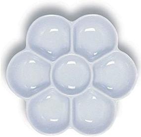 img 1 attached to Yasutomo Porcelain 6-Well Floral Palette Dish: Ideal for Artists, 5 inch Diameter, White (WCW213)