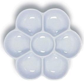 img 3 attached to Yasutomo Porcelain 6-Well Floral Palette Dish: Ideal for Artists, 5 inch Diameter, White (WCW213)