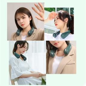 img 2 attached to Stay Cool and Stylish with BIT DANCE Bladeless Portable Neck Fan: Hands-Free Neck 🌀 Air Conditioner with 3 Speeds in Fashionable Headphone Design (Green) for Home, Office, and Outdoor