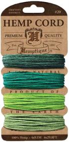 img 1 attached to 🌿 Hemptique Hemp Cord 4 Color Cards - eco-friendly & versatile for crafters, plant hangers, scrapbooking, macramé, gardening, and home décor (Emerald Pack)