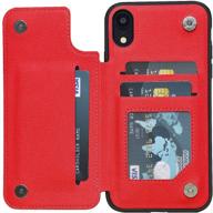 🔴 acxlife iphone xr wallet case: hybrid protective cover with card holder & magnetic closure (red) logo