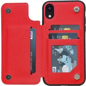 img 4 attached to 🔴 ACXLIFE iPhone XR Wallet Case: Hybrid Protective Cover with Card Holder & Magnetic Closure (Red)