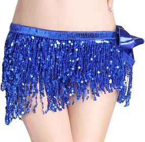 img 4 attached to 💃 Aivtalk Women Wrap Skirt Belly Dance Hip Scarf Sequin Gypsy Belt Costumes: Vibrant & Sparkling Garments for Mesmerizing Dance Performances