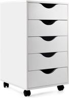 🗄️ edgewood mobile filing storage cabinet | lockable casters, 5-drawer, 24”h | vertical wood file cabinet with wheels logo