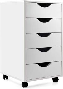 img 4 attached to 🗄️ EDGEWOOD Mobile Filing Storage Cabinet | Lockable Casters, 5-Drawer, 24”H | Vertical Wood File Cabinet with Wheels