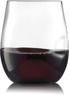 🍷 32 pack bpa-free stemless plastic wine glasses with finger indentations, 12 oz disposable cups - smooth rim, shatterproof and recyclable drinkware for all beverages - perfect for cocktail parties and wedding receptions логотип