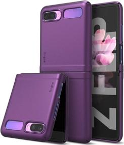 img 4 attached to 📱 Ringke Slim Protective Phone Cover for Samsung Galaxy Z Flip 5G (2020) - Purple, Hard Premium Thin Solid PC with Non-Slip Pad Compatibility