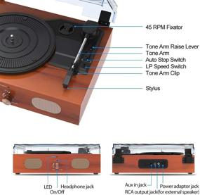 img 1 attached to 🎶 Vintage Record Player with Built-In Speakers, Bluetooth, and Multiple Playback Options