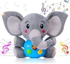img 4 attached to 🐘 Soothing Plush Elephant Baby Toy - Educational Musical Learning Sensory Toy for 0-36 Months, Music & Light Up Toy for 1 Year Old Boys & Girls - HomeMall