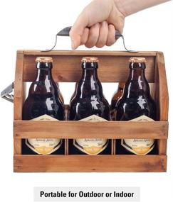 img 1 attached to BARGIFTS Wooden 6 Bottle Bottle Removable Middle Divider