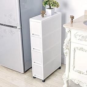img 3 attached to 🗄️ Shozafia Slim Rolling Storage Cart and Organizer – 7.1 inches Kitchen Storage Cabinet Beside Fridge – Small Plastic Rolling Shelf with Drawers for Bathroom