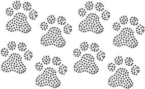 img 4 attached to 🐾 8-Pack Clear Rhinestone Iron On Paw Print Transfers - 2" Each - DIY Bling for Dogs, Cats, and other Animals - Hotfix for a Sparkling Touch